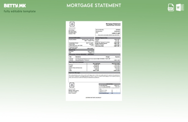 Модерен стил Lebanon Banque du Liban извод за хипотека Шаблон за Word и PDF